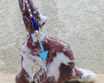 Zuni Fetish-Authentic Native American Animal Carving-Large Wild Horse Rock COYOTE-Spirit Animal-Fernando Laiwakete