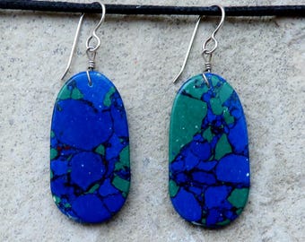 Native American Jewelry-Santo Domingo-Composite Stone Slab Earrings - Ronald Chavez