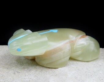 Zuni Fetish-Authentic Native American Animal Carving-Onyx HORNED TOAD-Spirit Animal-Kenric Laiwakete
