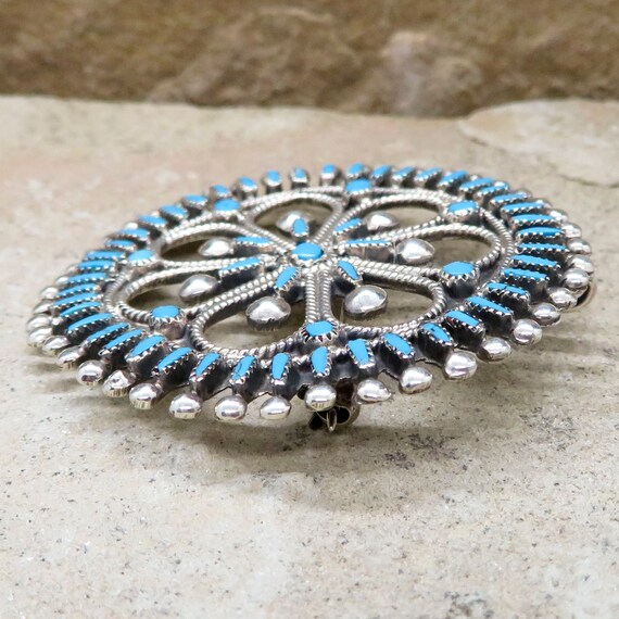 Zuni Sterling Silver and Turquoise Needlepoint Pin/pendant 
