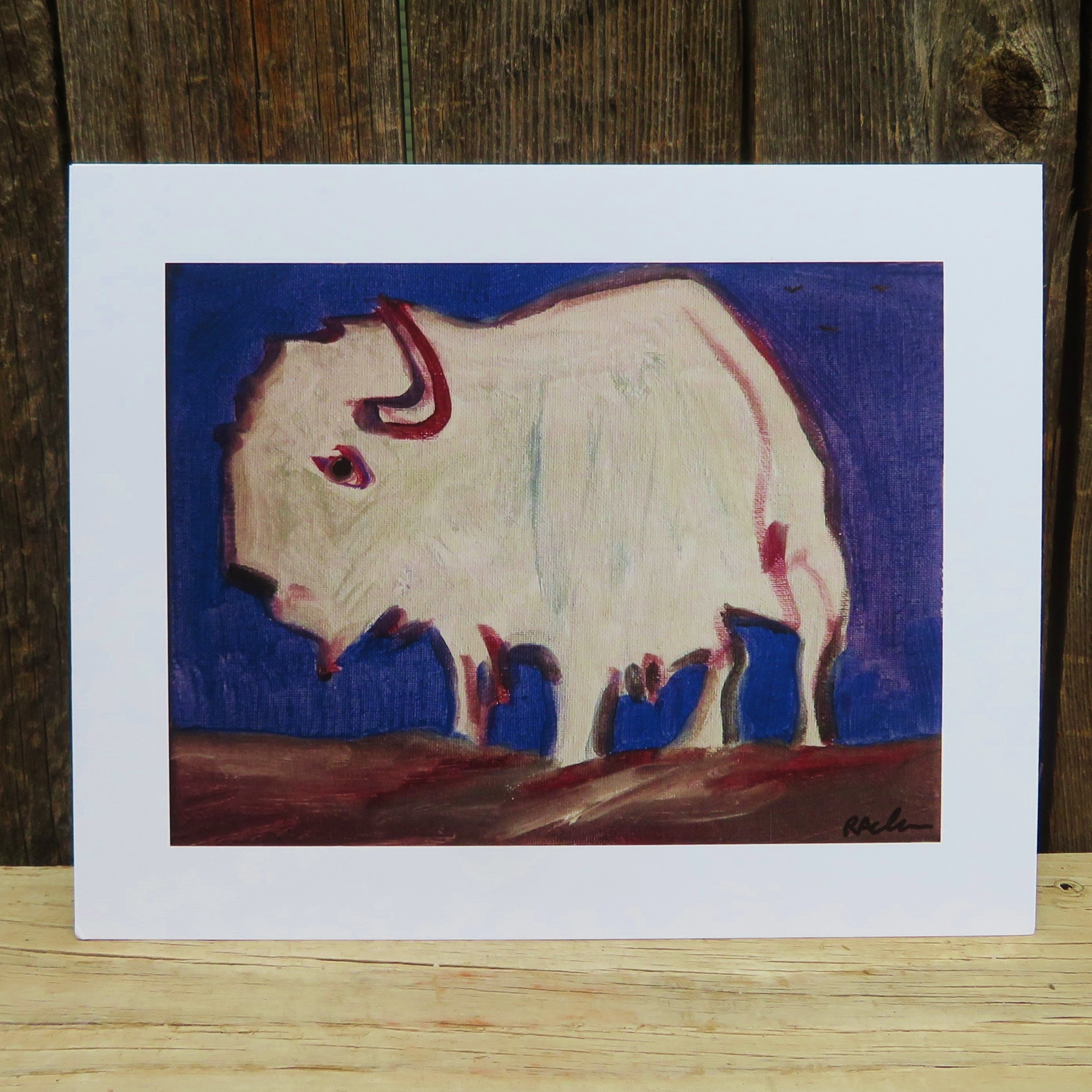 Native American Art - Navajo/Dine Signed Print of Original Painting-Ronald Chee-White Buffalo