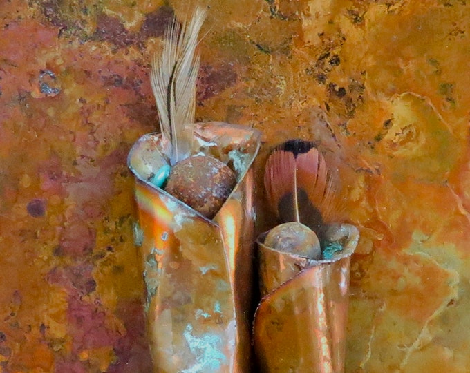 Native American Artauthentic Menominee Metal Artcopper PAPOOSE PAIR