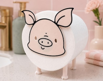 3D Printed Pig Toilet Paper Roll Holder, Farmhouse Bathroom Decor