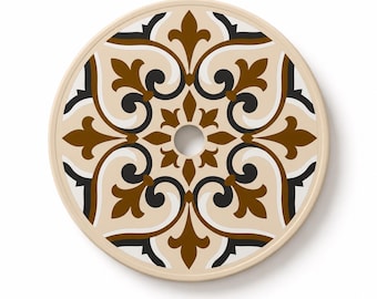 8.5 Inch Pool Skimmer Lid Cover, Round Decorative Replacement, Spanish Tile Design