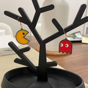 Pac-Man Themed 3D Printed Earrings, Fun Retro Arcade Jewelry | Pac-Man and Ghost | Gamer Gift | Lightweight & Unique | Geek Chic Accessories