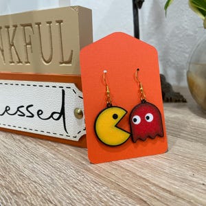 Pac-Man Themed 3D Printed Earrings, Fun Retro Arcade Jewelry | Pac-Man and Ghost | Gamer Gift | Lightweight & Unique | Geek Chic Accessories