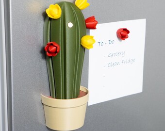 Porte-notes magnétique fleurs de cactus - Aimant mignon fleurs succulentes - Photos, listes, notes, organiseur de bureau et de réfrigérateur pour maman, étudiants, enseignants