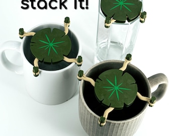 Superposition de tasses nénuphar : organiseur de cuisine respectueux de l'environnement