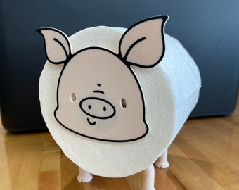 Porte-rouleau de papier cochon, drôle de support pour papier toilette imprimé en 3D, décoration de salle de bain de ferme, rangement de mouchoirs en papier, accessoire de salle de bain amusant, design cochon fantaisie