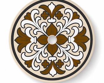 9.84 Inch Pool Skimmer Lid Cover, 250 mm Round Decorative Replacement, Brown or Blue Floral Tile