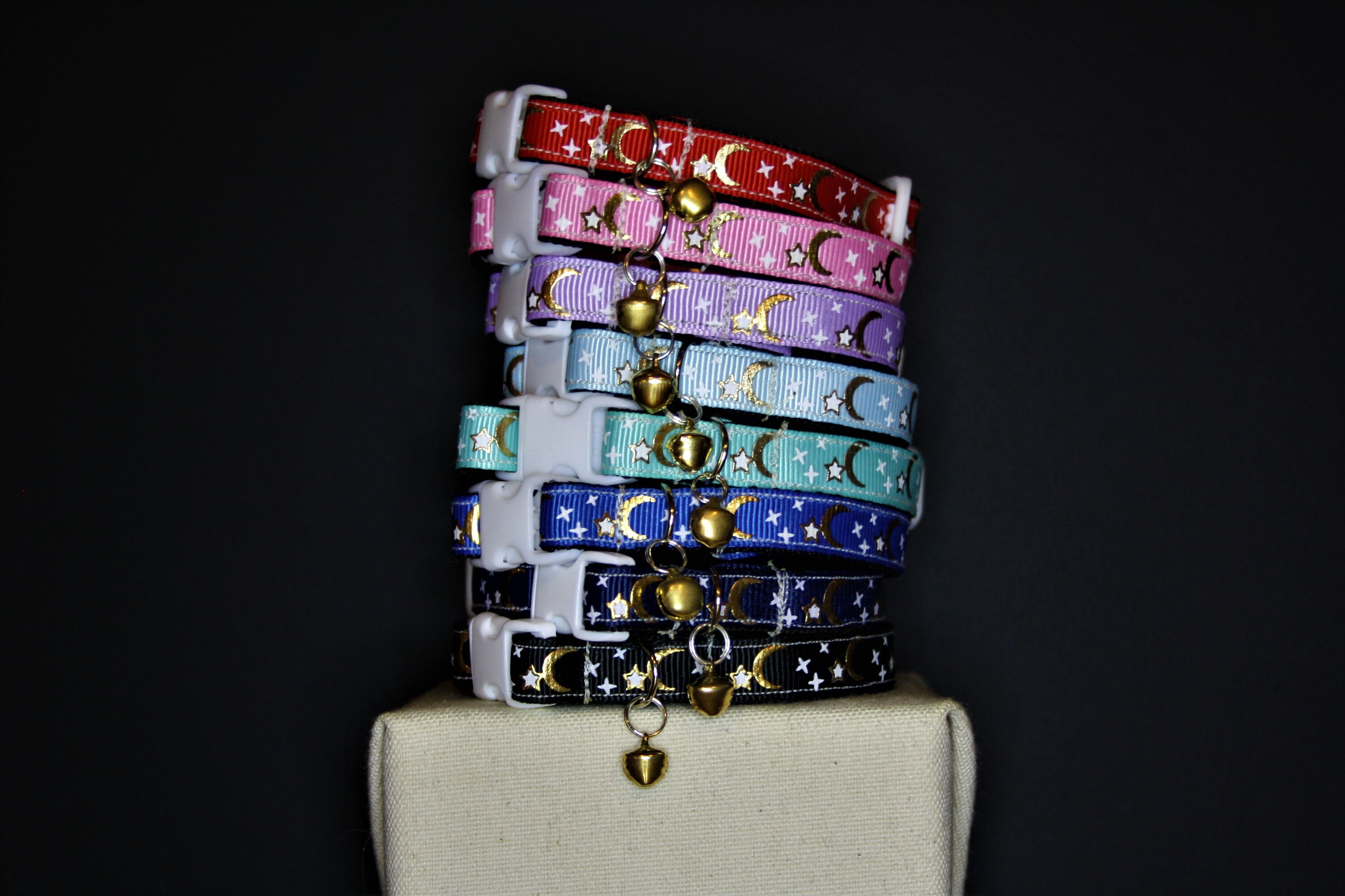 CAT COLLAR Kitten Collar Handmade Collar Moon Stars Etsy