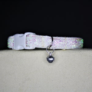 CAT COLLAR | Kitten Collar | Iridescent | White Glitter | Glitter Collar | Sparkly Collar | Sparkle Collar | Cat Accessories | Adjustable