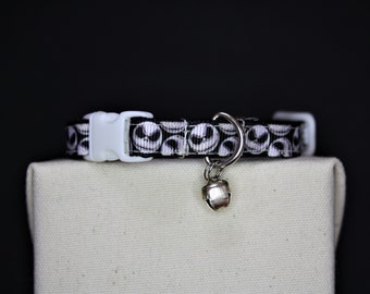 HALLOWEEN CAT COLLAR | Kitten Collar | Cat Collar | Handmade Cat Collar | Skeleton | Black and White Collar | Adjustable Collar | Bell