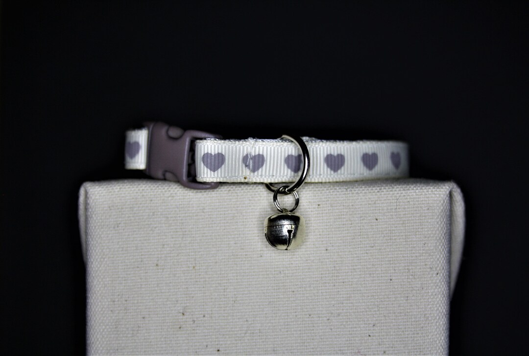 CAT COLLAR Kitten Collar Handmade Collar Heart Silver Heart Collar With