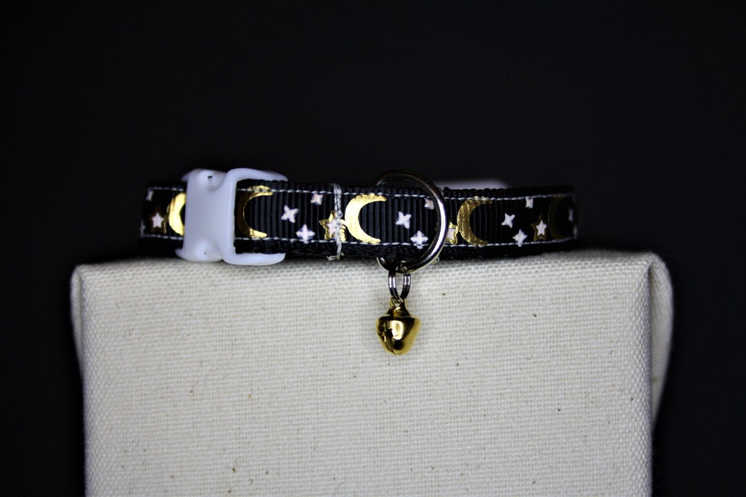 CAT COLLAR Kitten Collar Handmade Collar Moon Stars Moon Cat Collar