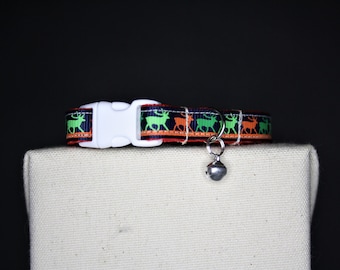 CHRISTMAS CAT COLLAR | Kitten Collar | Christmas | Reindeer | Stag | Green and Red | Navy Blue | Stag Print | Red Stag | Festive Collar |