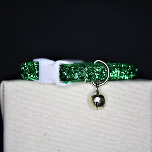 CAT COLLAR | Kitten Collar | Sparkly Collar | Sparkle Collar | Glitter Collar | Emerald Green | Adjustable Collar | Collar with Bell | Bell