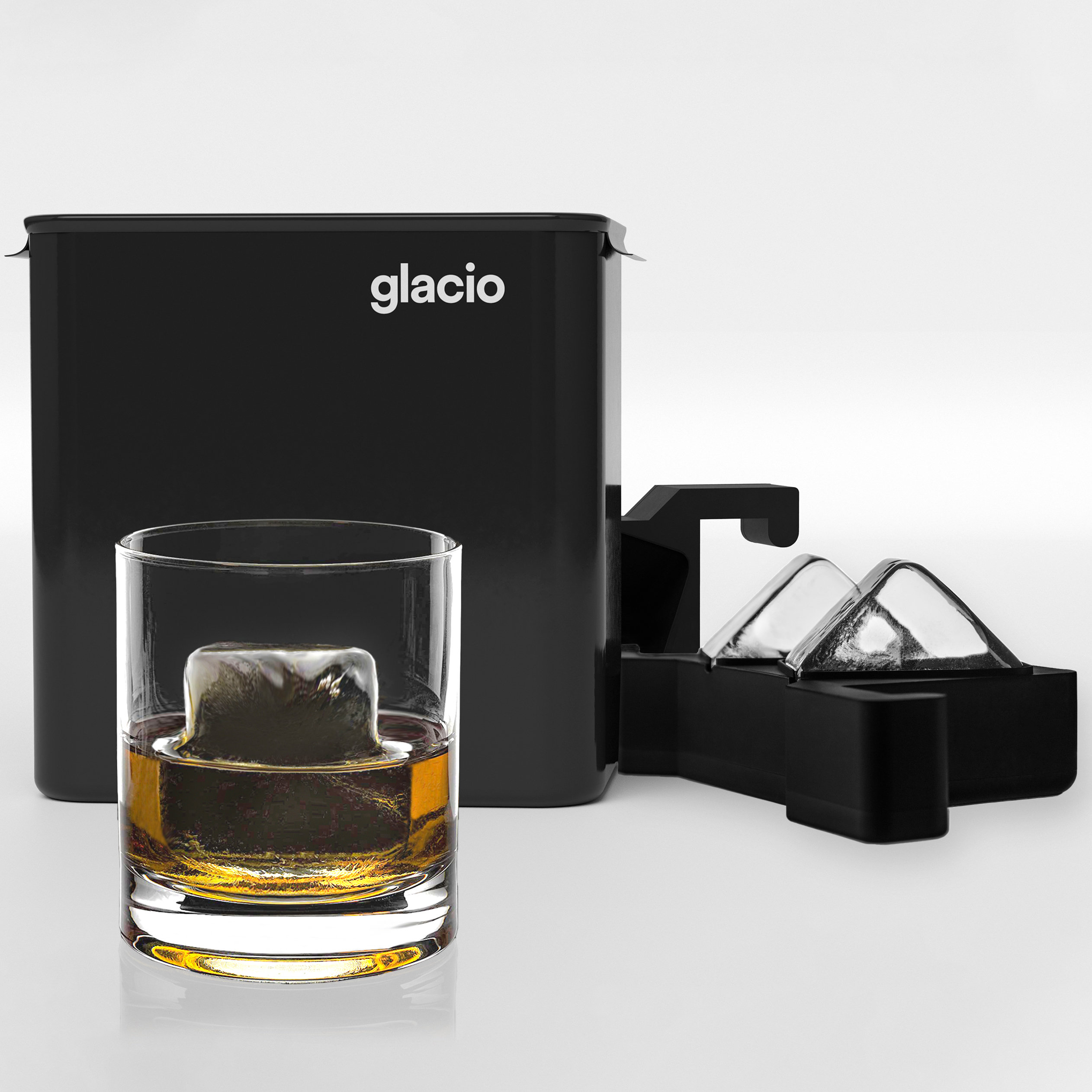 glacio Small Ice Cube Silicone Trays - Covered Flexible Ice Molds with Lids  - Set of 2