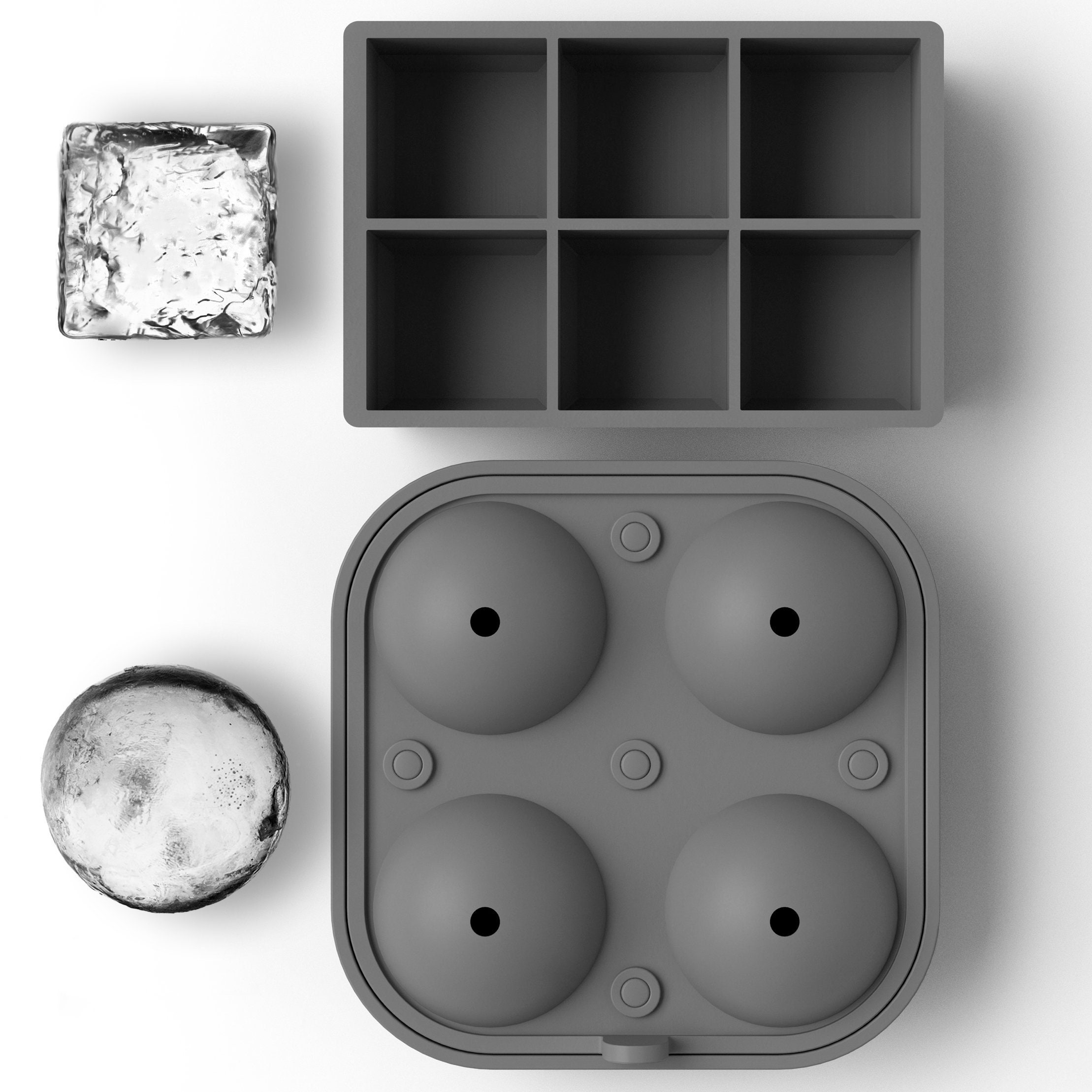 Glacio Ice Cube Molds Big Cubes & Large Sphere Ice Mold Set