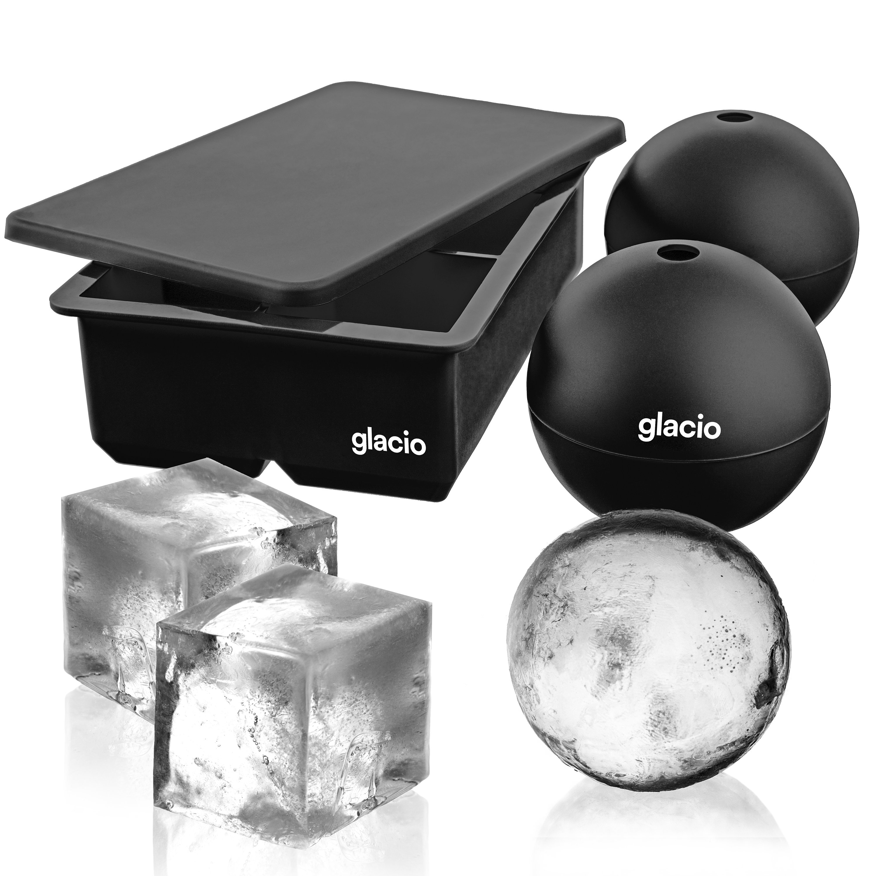 Glacio Ice Cube Trays Silicone With Lids Covered Flexible Ice Trays BPA  Free Mold Tray Set of 2 