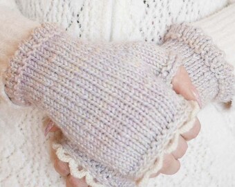 Lace Fingerless Gloves Knitting Pattern | Coquette Knit Mitts (PDF Pattern)