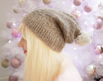 Slipped Stitch Beanie Knitting Pattern | Lattice Knit Hat PDF | Easy Textured Beanie | Cozy Quick Knit by Violet LeBeaux