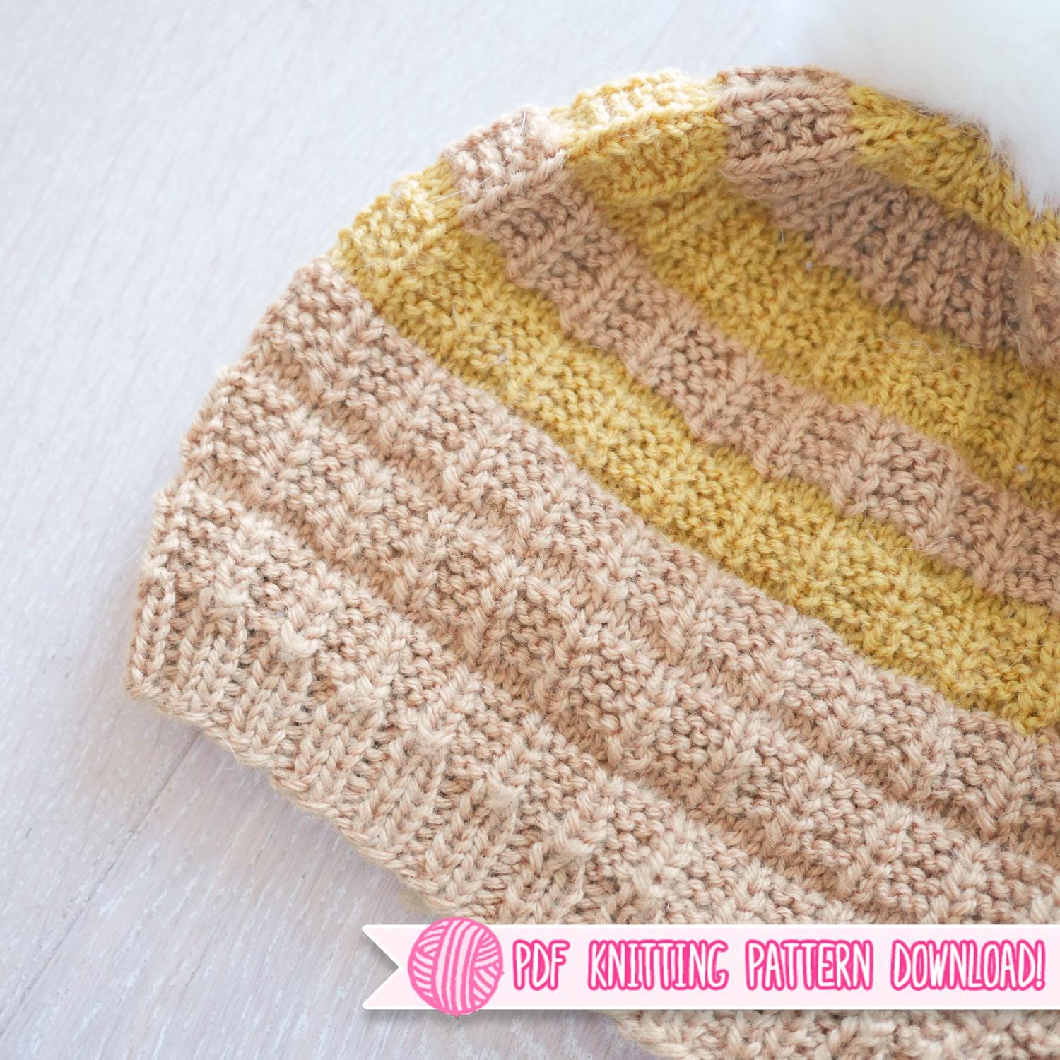 Waffle Stitch Beanie Knitting Pattern | Textured Knit Hat PDF | Cozy ...