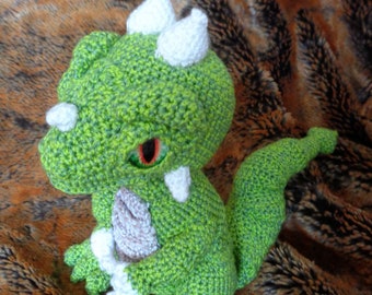 Green Little Dragon crocheted toy, Amigurumi