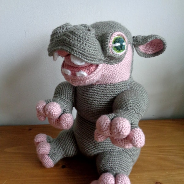 Helium the baby hippo cute happy crocheted toy