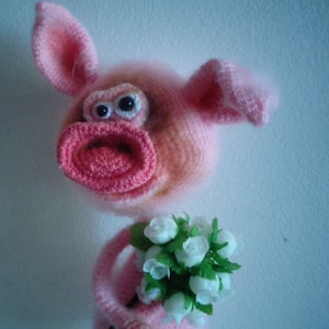 Fima the Pig crocheted toy funny rare soft plush pink