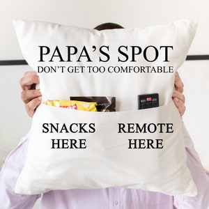 Papa's Spot Remote Pocket Pillow Cover, Father's Day Gift for Papa