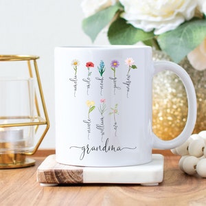 Grandma Gift With Grandkids' Names & Birth Month Flowers - Etsy