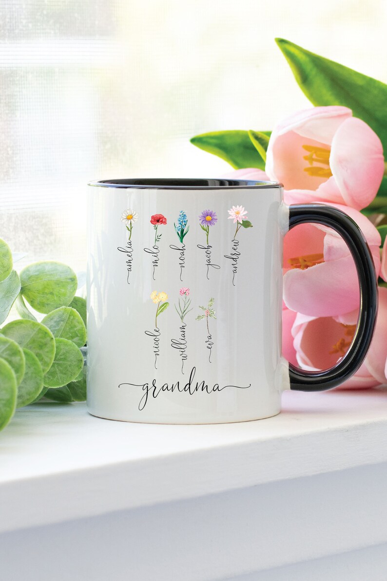 Grandma Gift With Grandkids' Names & Birth Month Flowers Etsy