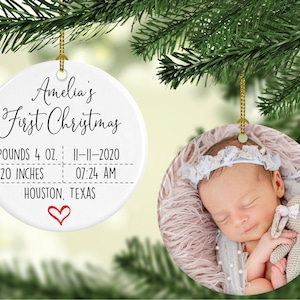 Baby's First Christmas Ornament 2022, Baby Photo Ornament, New Mommy Gift, Baby Keepsake Ornament