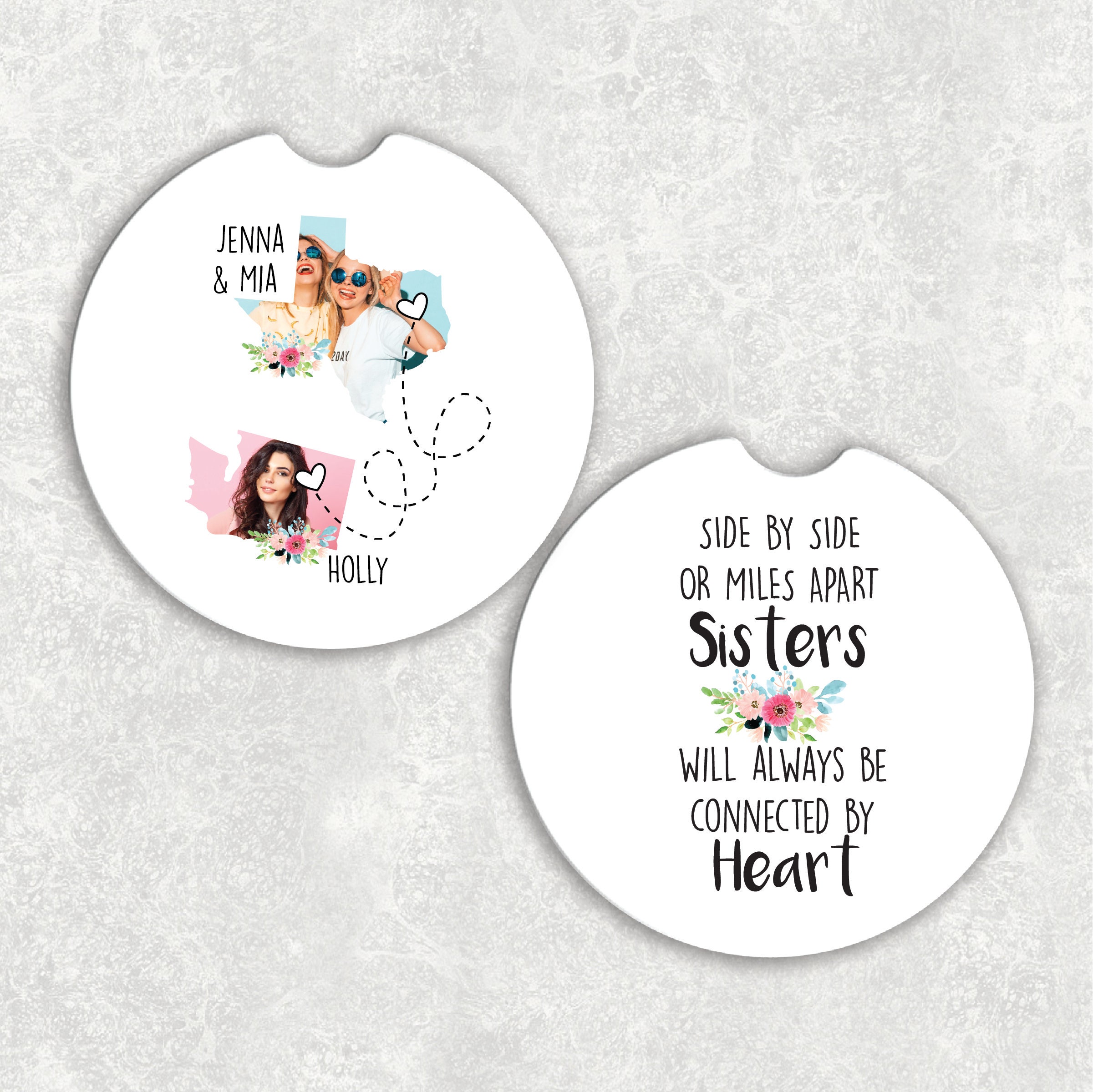 Custom Sisters Gift Best Sister Gift Car Coaster Gift for Etsy