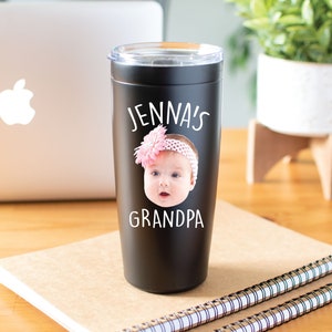 Baby Photo Gift, Baby Photo Tumbler for Grandpa, Baby Face Gift Cup, Personalized Photo Gift for Grandpa, Fathers Day Gift, Christmas Gift