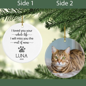 Personalized Pet Memorial Ornament, Cat Christmas Ornament, Forever Loved Pet Loss Gift, Remembrance Gift, In Loving Memory Ornament