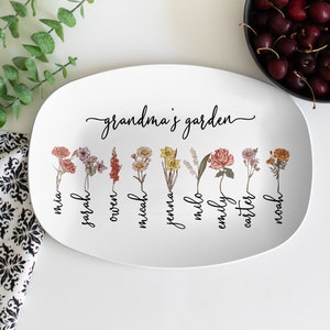 Birth Flower Personalized Platter for Grandma for Mother's Day, Christmas, Birthday