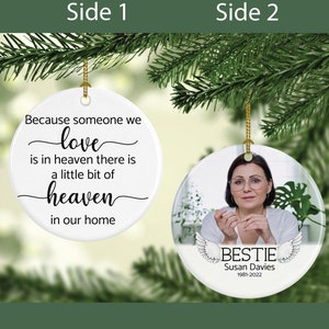 Remembrance Ornament for Best Friend, In Loving Memory Photo Ornament, Bereavement Gift for Loss of Friend, Memorial Ornament, Grief Gift