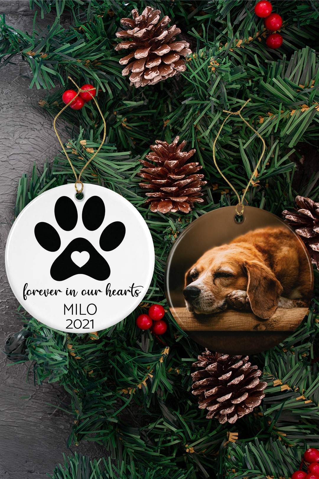 Personalized Pet Memorial Christmas Ornament, Custom Dog Loss Ornament