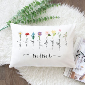 Mimi Gift With Grandkids' Names & Birth Month Flowers, Mother's Day Gift, Grandparent Gift