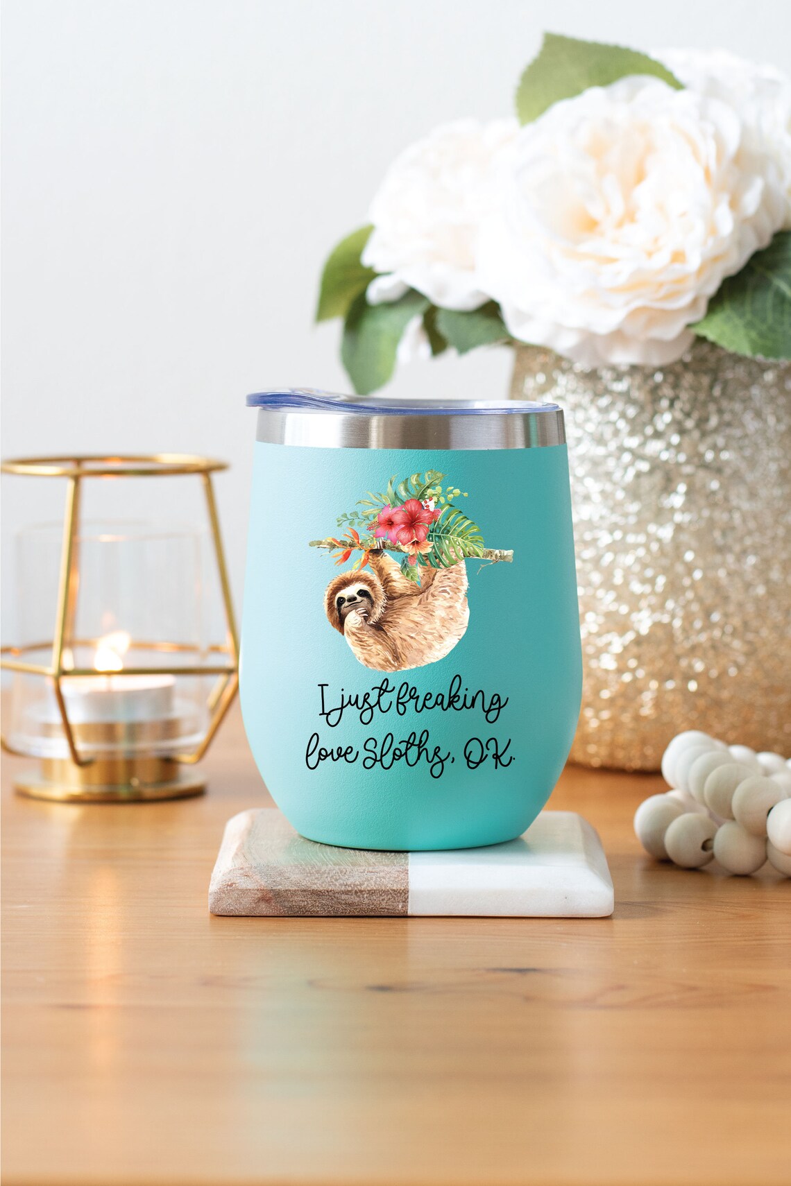 Funny Sloth Gift for her I Love Sloths Tumbler Sloth Lover