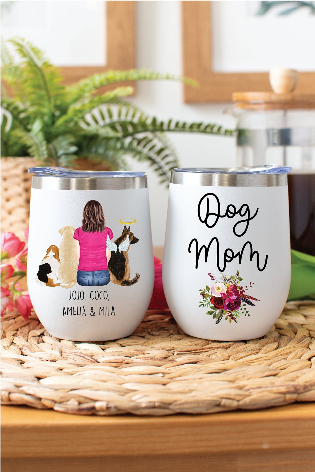Custom Dog Mom Gift Personalized Dog Mom Wine Tumbler Dog Etsy