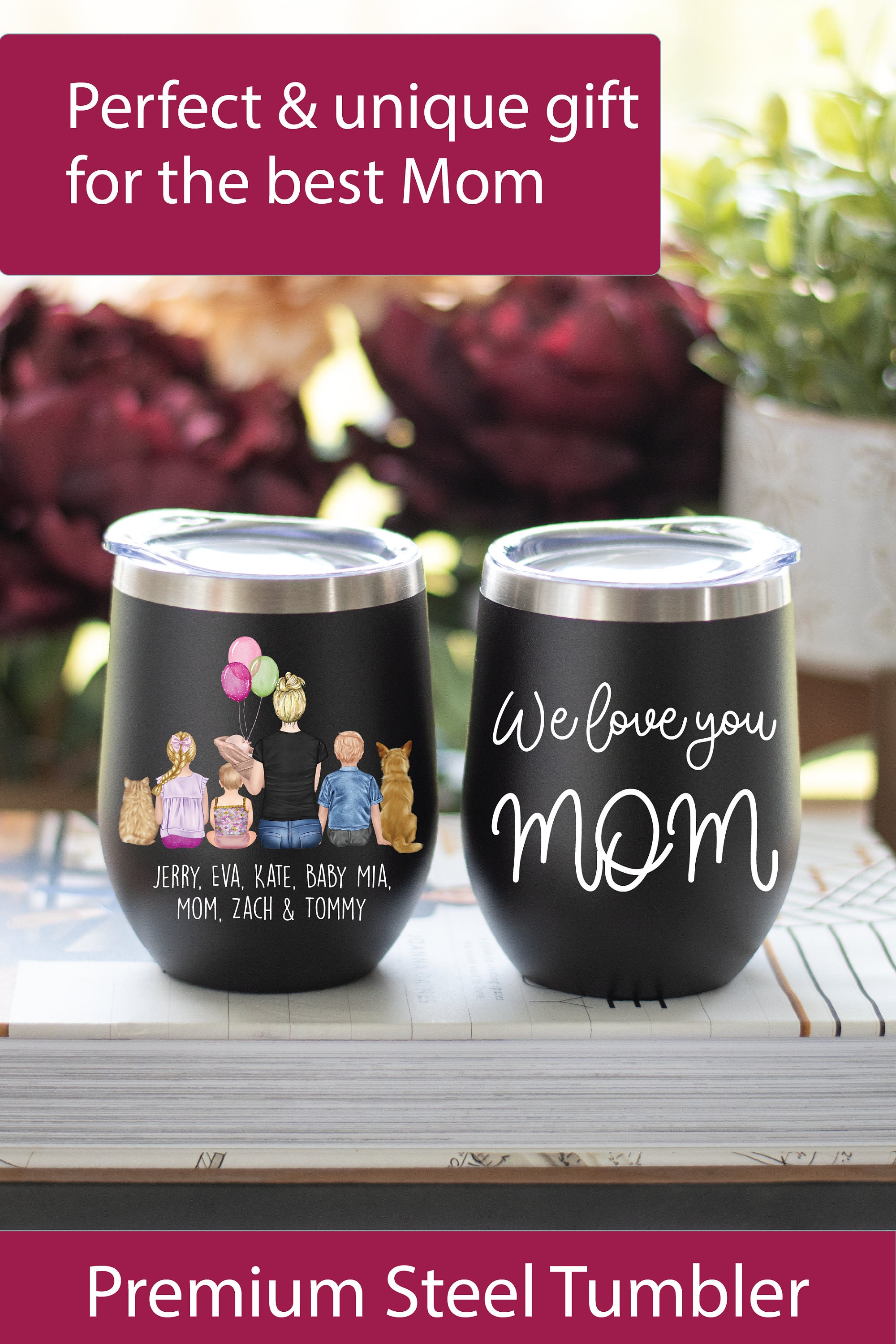 Custom Tumbler for Mom from Kids Mom & Kids Portrait Cup | Etsy