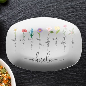 Birth Month Flowers Platter for Abuela, Mother's Day Gift, Grandparent Gift