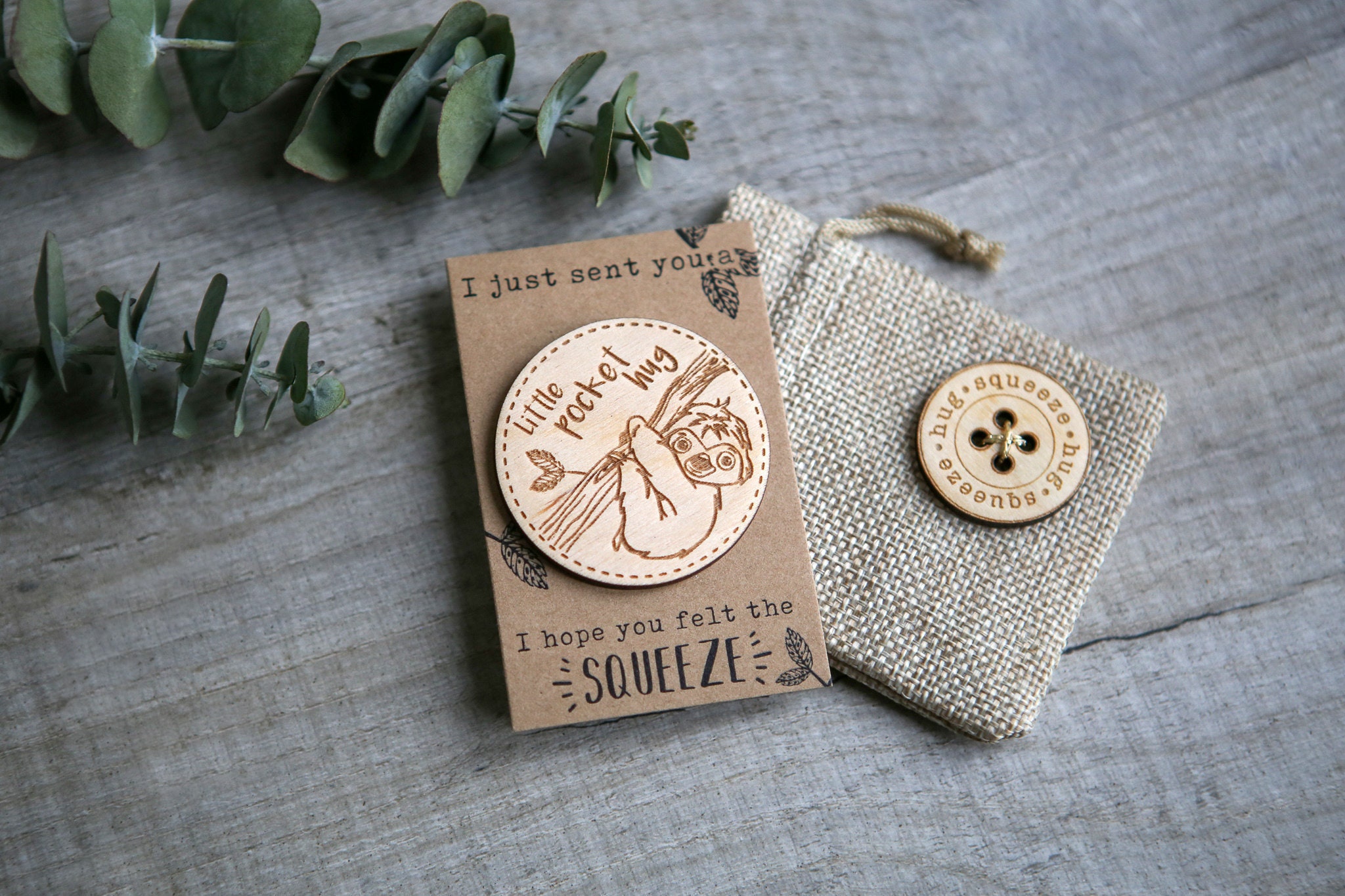Personalised Little Pocket Hug Token, Missing You card