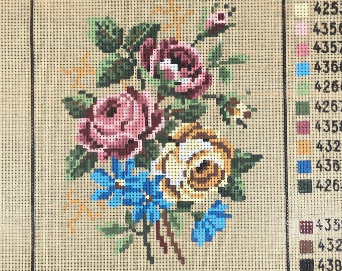 Floral Bouquet Unworked Needlepoint / Tapestry Canvas. Gift Etsy