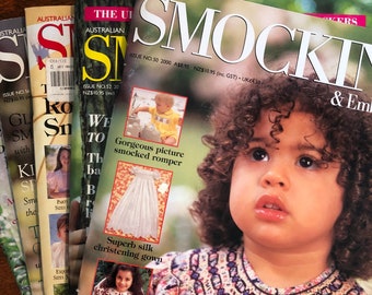 Select from Issues 50 - 59 Smocking & Embroidery Magazine Australia. Slow Stitching, Smocking Patterns for Girls. (Australian Seller)