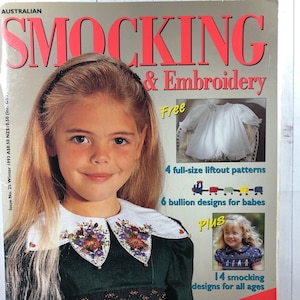 Issue 25 Smocking Magazine Australian Smocking and Embroidery, 1993. Heirloom Sewing Patterns. Smocking Templates. Australian Seller
