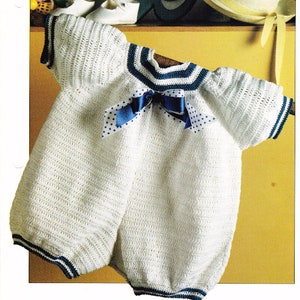 Crochet Pattern Baby Sailor Suit PDF Pattern Digital Download DIY Crochet Patterns Baby Gifts to Make Gift Idea Romper Instant Download